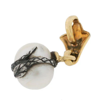 Victorian 14kt & Sterling Pearl Snake Charm - Image 5