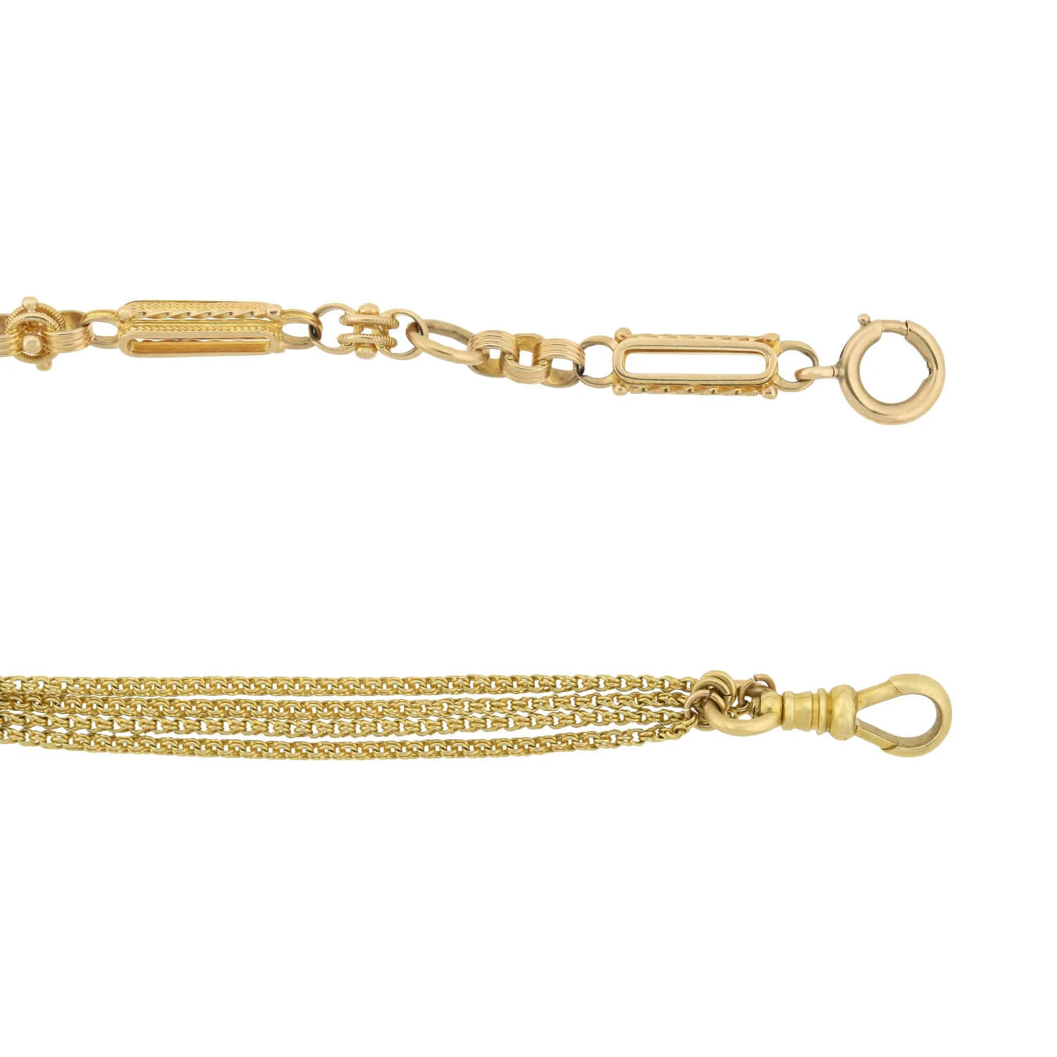 Victorian 14kt Watch Chain Necklace with 18kt Extension - Image 3