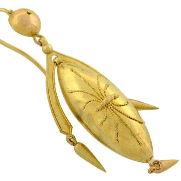 Victorian 14kt Yellow Gold Etruscan Drop Earrings - Image 5