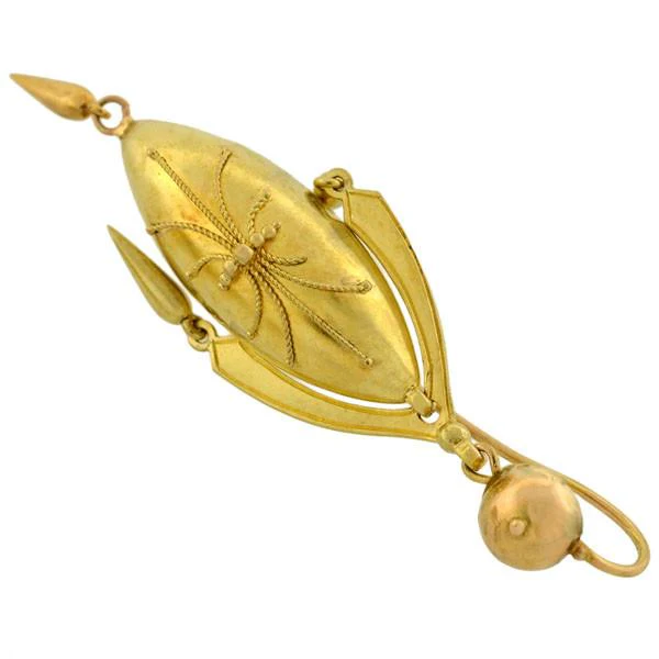 Victorian 14kt Yellow Gold Etruscan Drop Earrings - Image 6