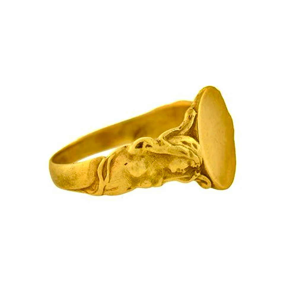 Victorian 14kt Yellow Gold Mermaid Signet Ring - Image 5