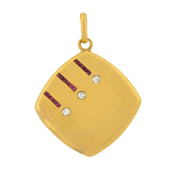 Victorian 14kt Yellow Gold Ruby & Diamond Locket