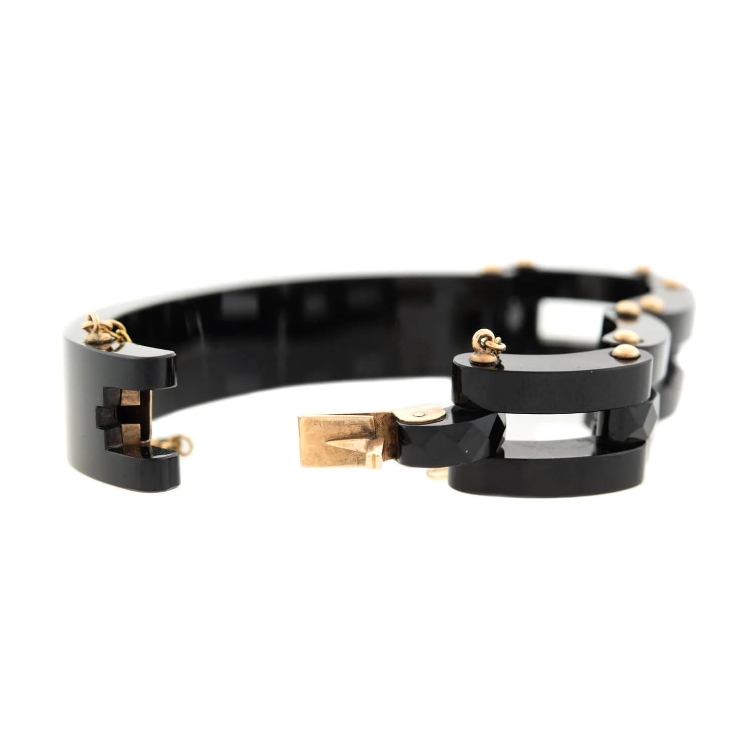 Victorian 15k Carved Onyx Line Bracelet - Image 9