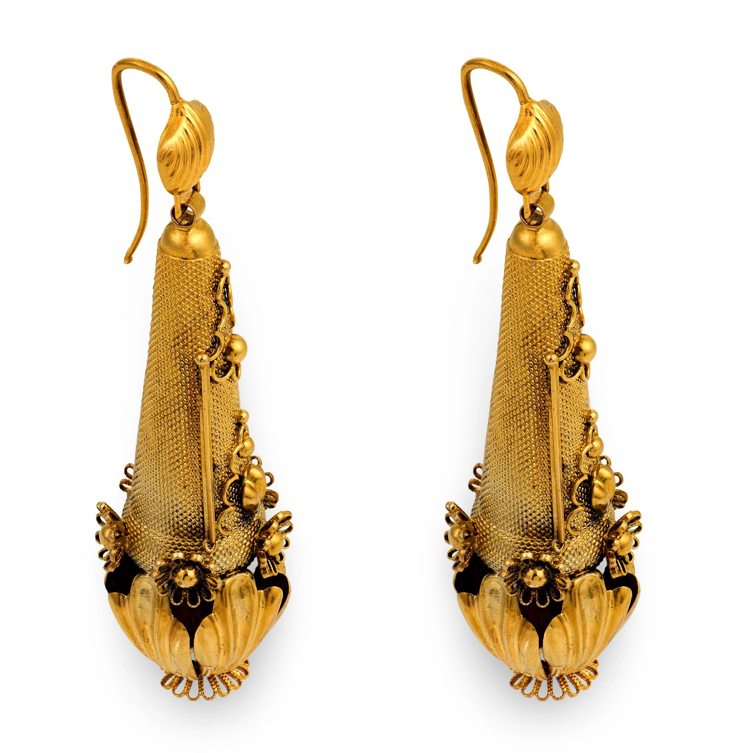 Victorian 15k Etruscan Dangle Earrings - Image 2