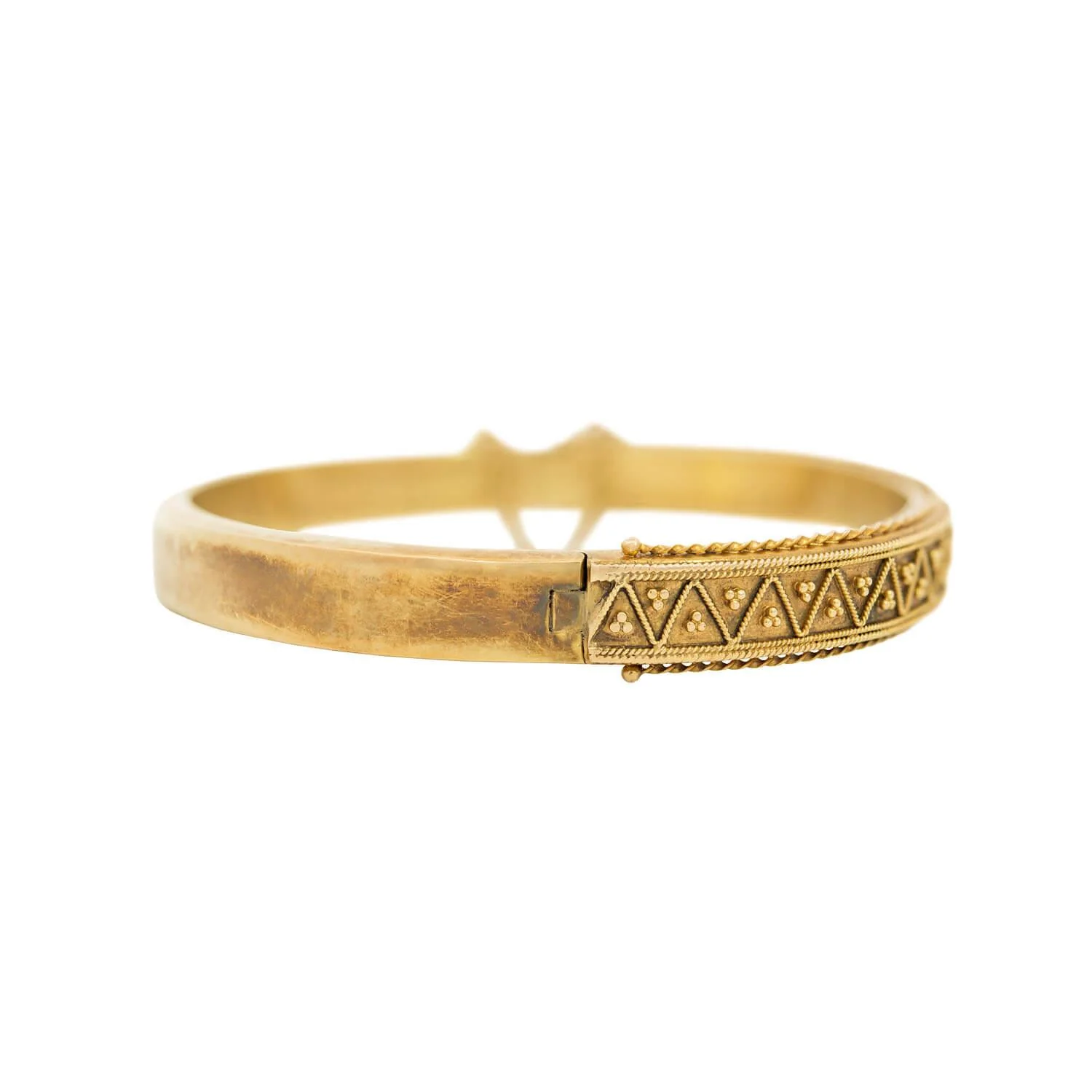 Victorian 15k Etruscan Hinged Bangle - Image 2