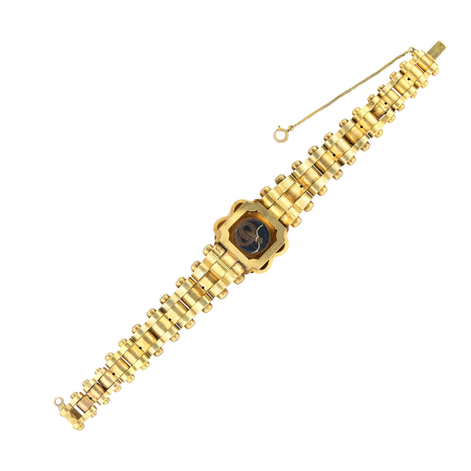 Victorian 15k Repousse + Garnet Mourning Link Bracelet - Image 4