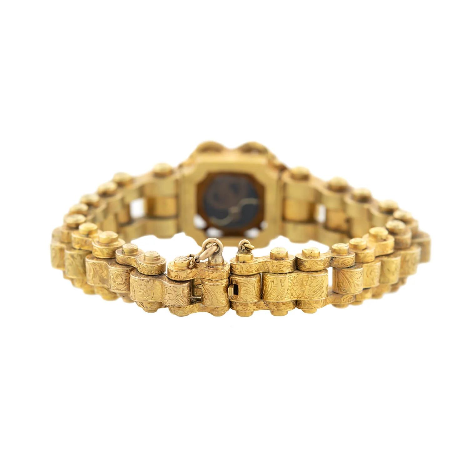 Victorian 15k Repousse + Garnet Mourning Link Bracelet - Image 6