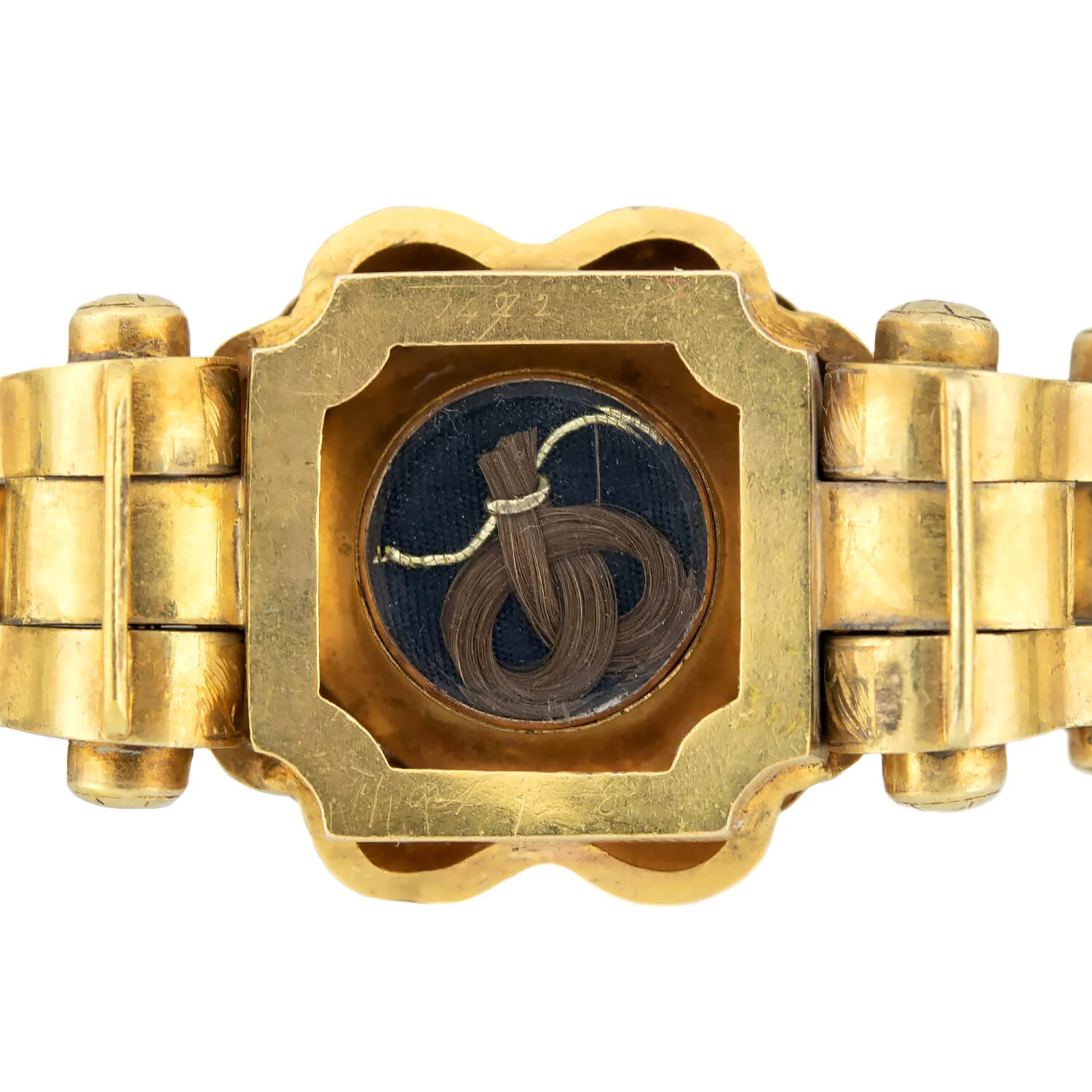 Victorian 15k Repousse + Garnet Mourning Link Bracelet - Image 7