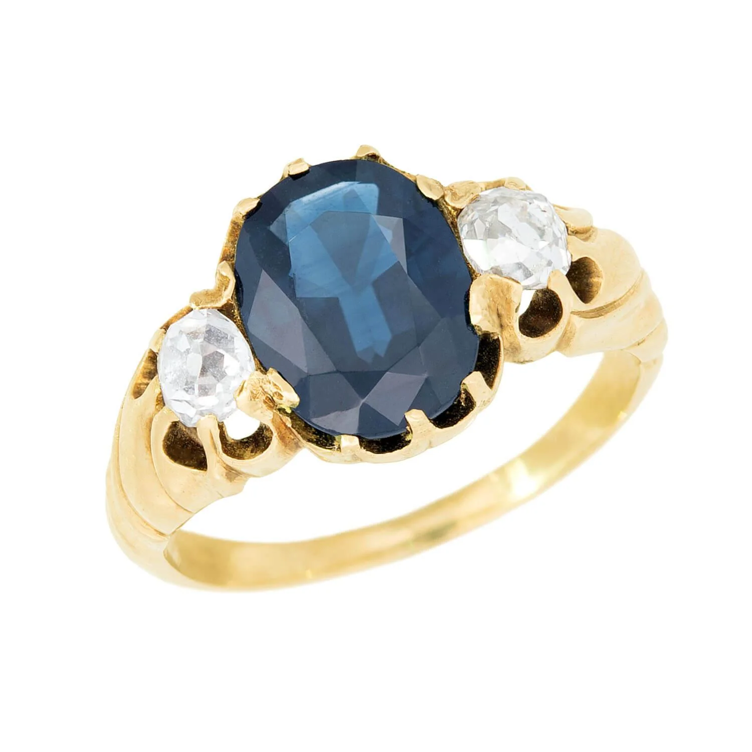 Victorian 15k 2.88ct Sapphire and Diamond Ring
