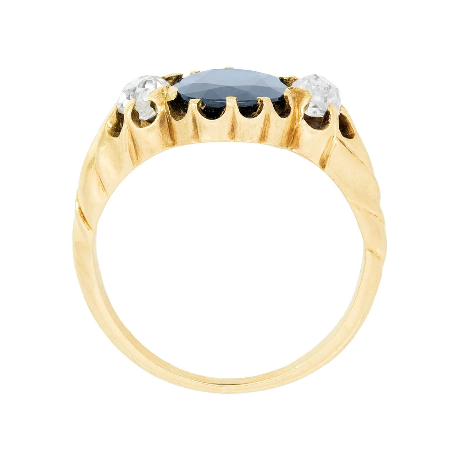 Victorian 15k 2.88ct Sapphire and Diamond Ring - Image 4