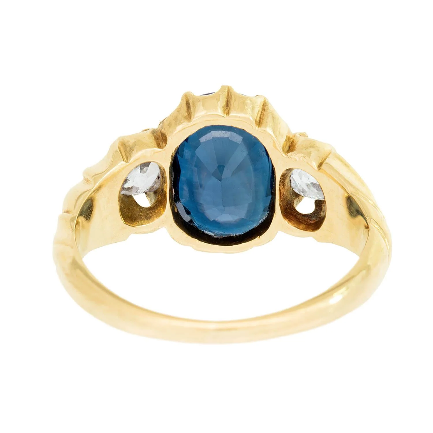 Victorian 15k 2.88ct Sapphire and Diamond Ring - Image 5