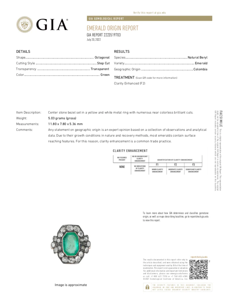 Victorian 15k + Sterling 3.50ctw Emerald + Diamond Cluster Ring - Image 7
