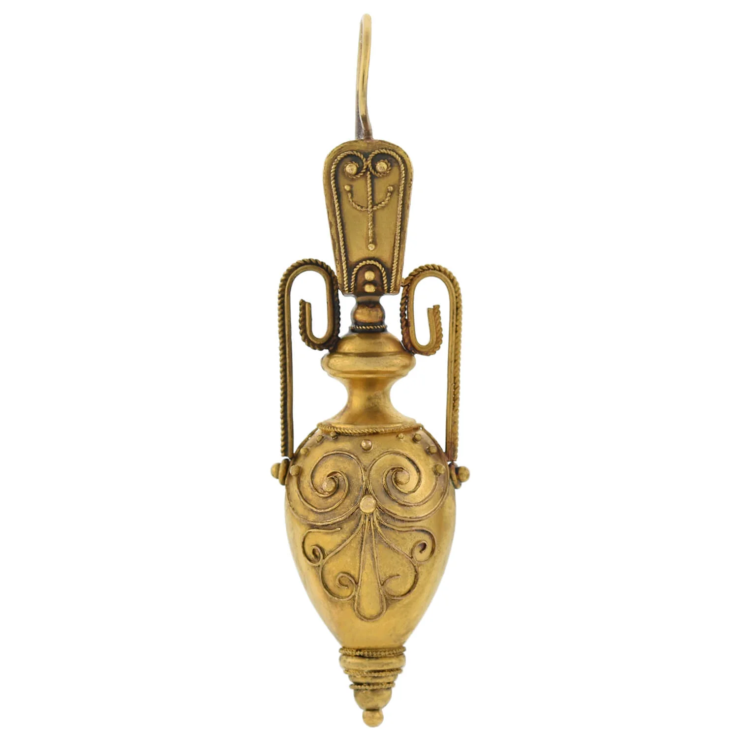 Victorian 15kt Etruscan Hanging Urn Earrings - Image 2