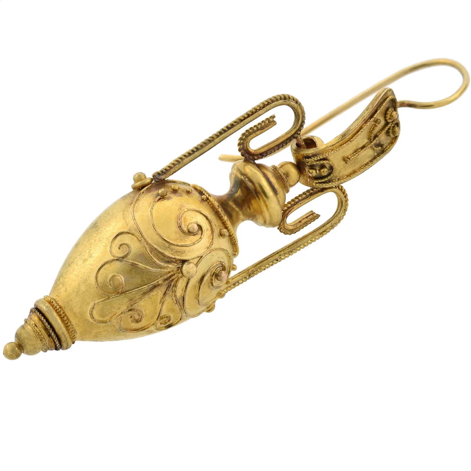Victorian 15kt Etruscan Hanging Urn Earrings - Image 4