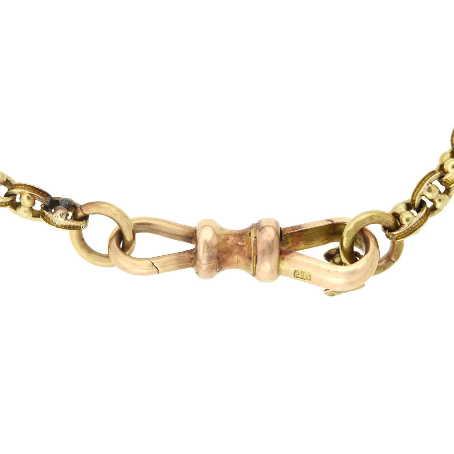 Victorian 15kt Milled Link Watch Chain Necklace 42" - Image 4