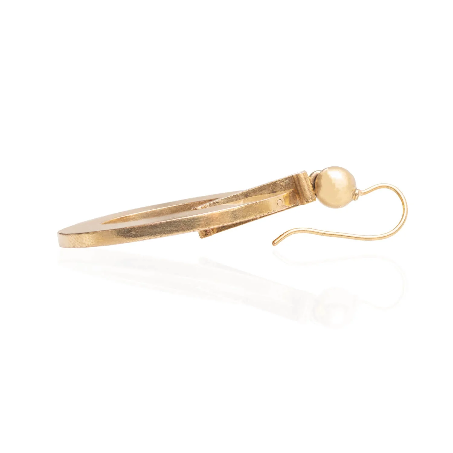 Victorian 15kt Mixed Metals Open Hoop Earring - Image 2