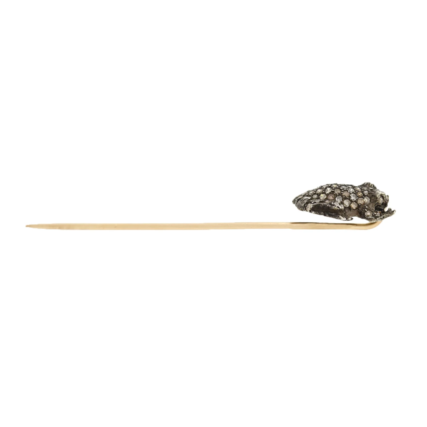 Victorian 15kt/Sterling Diamond Frog Stick Pin - Image 3