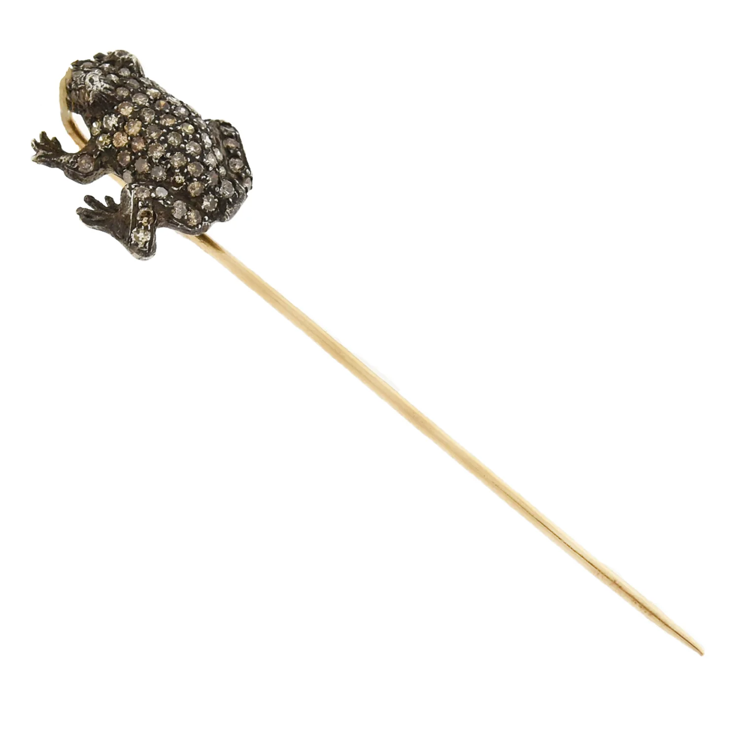 Victorian 15kt/Sterling Diamond Frog Stick Pin - Image 4