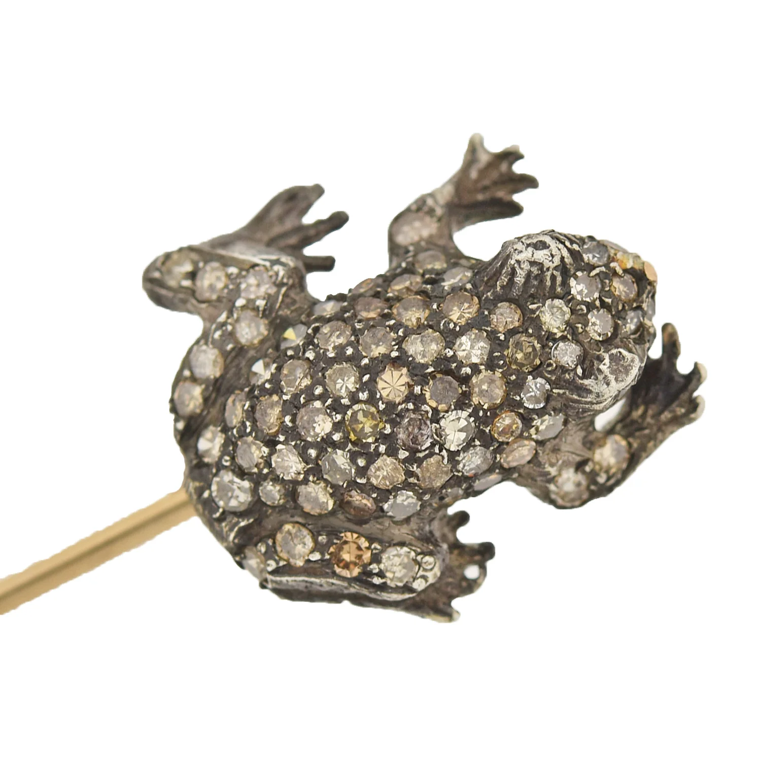 Victorian 15kt/Sterling Diamond Frog Stick Pin - Image 5