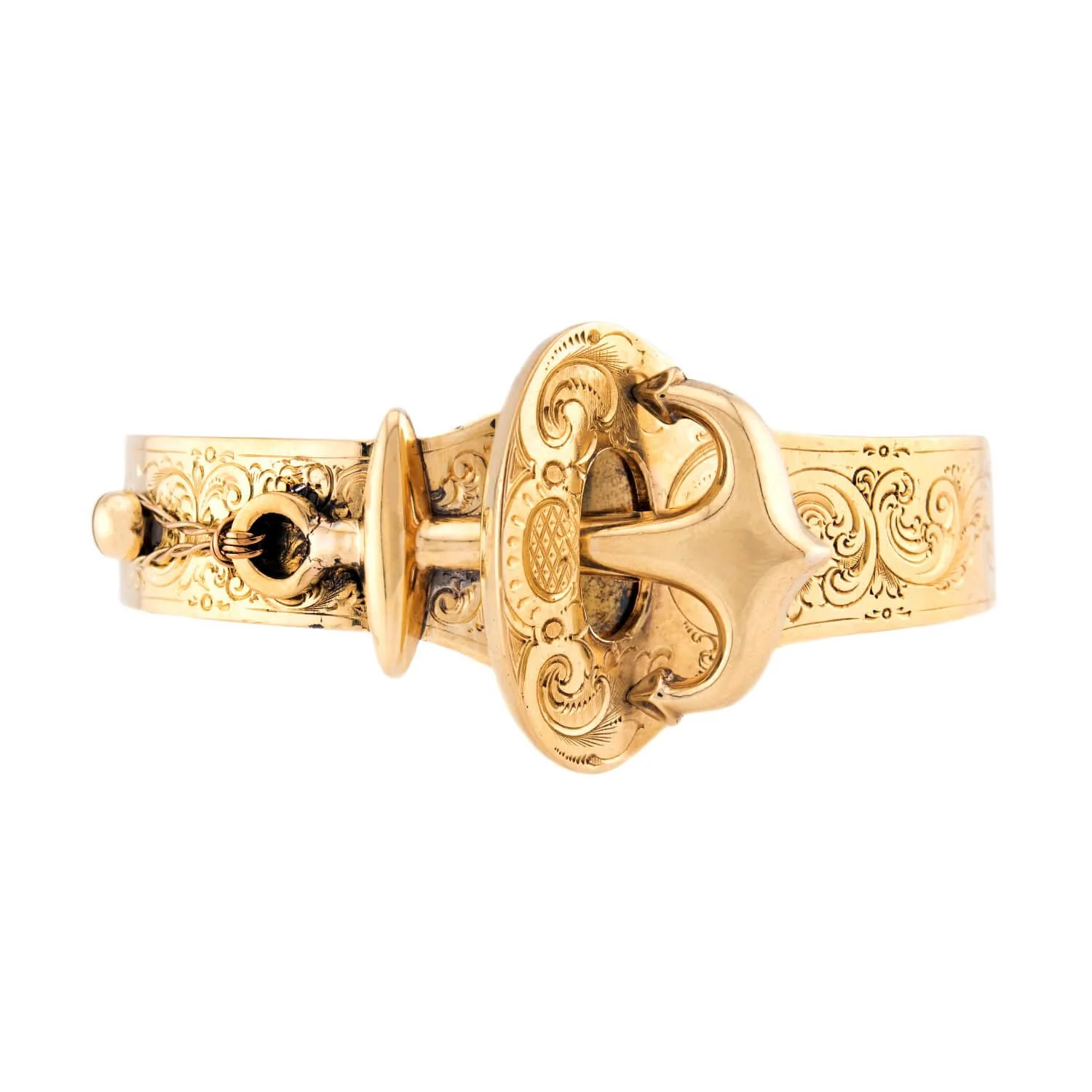 Victorian 18k Anchor-Motif Buckle Bangle - Image 2