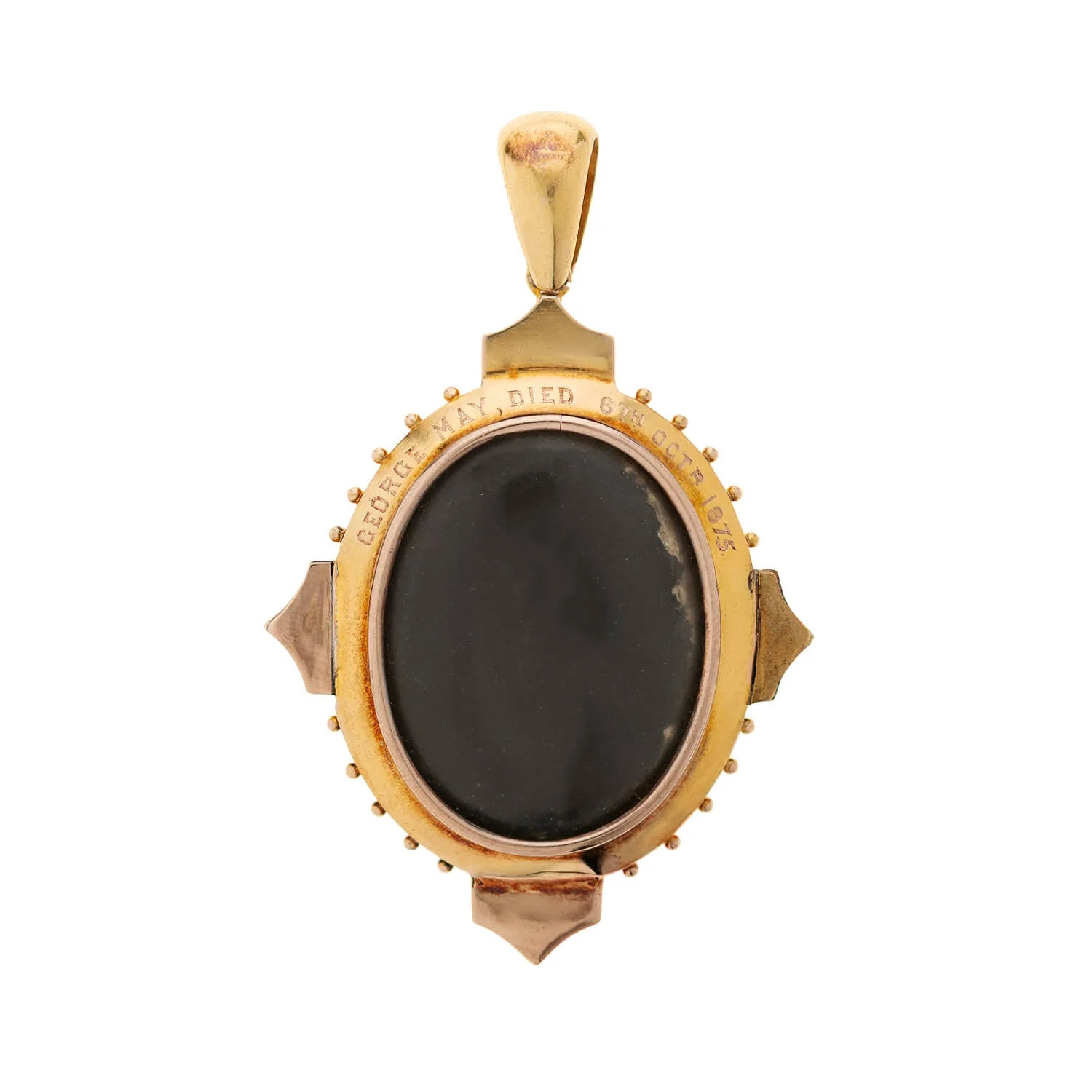 Victorian 18k Banded Agate, Pearl + Enamel Mourning Locket - Image 3