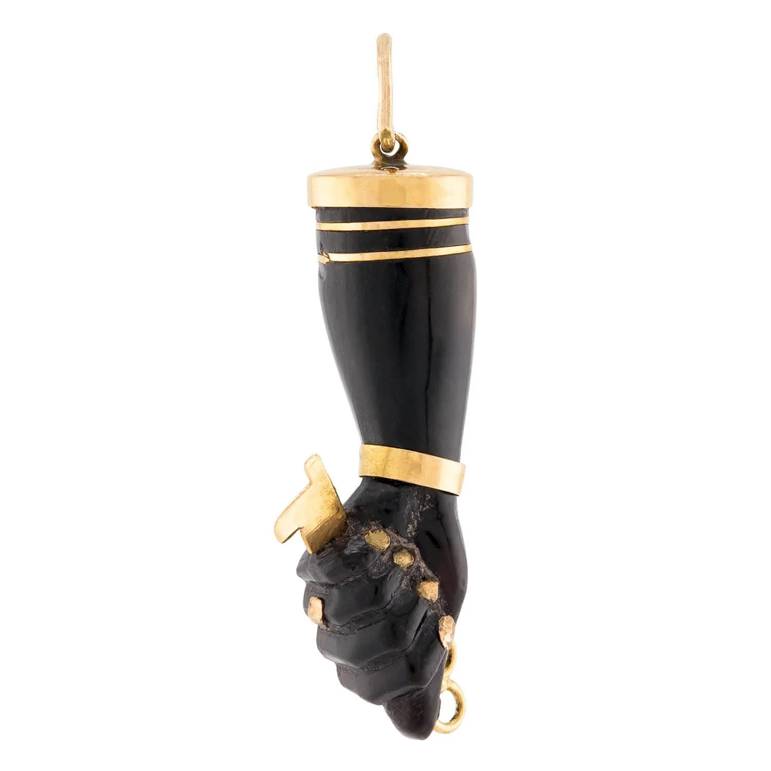 Victorian 18k Black Coral Figa Pendant - Image 3