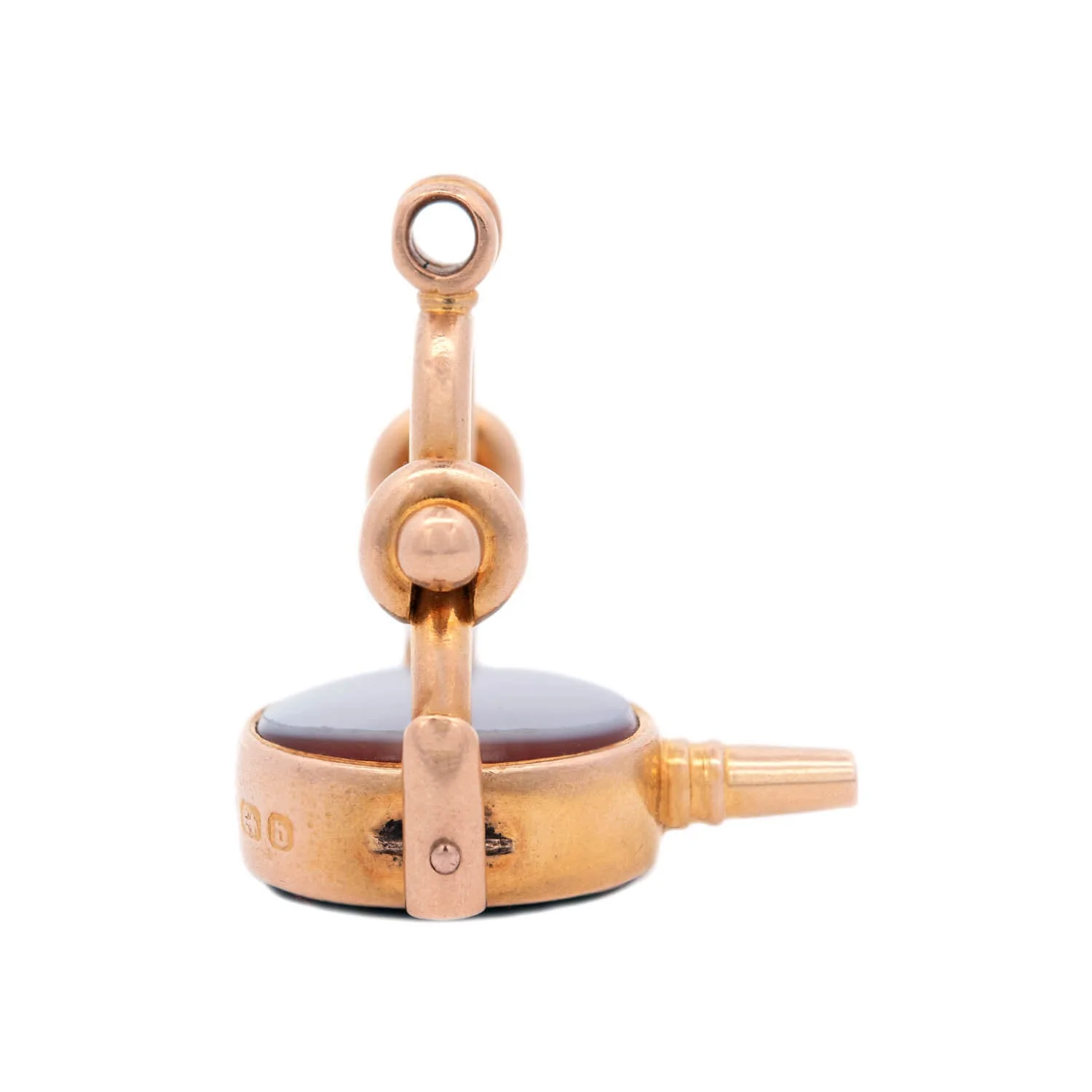 Victorian 18k Bloodstone and Agate Spinner Fob with Watch Key Pendant - Image 7