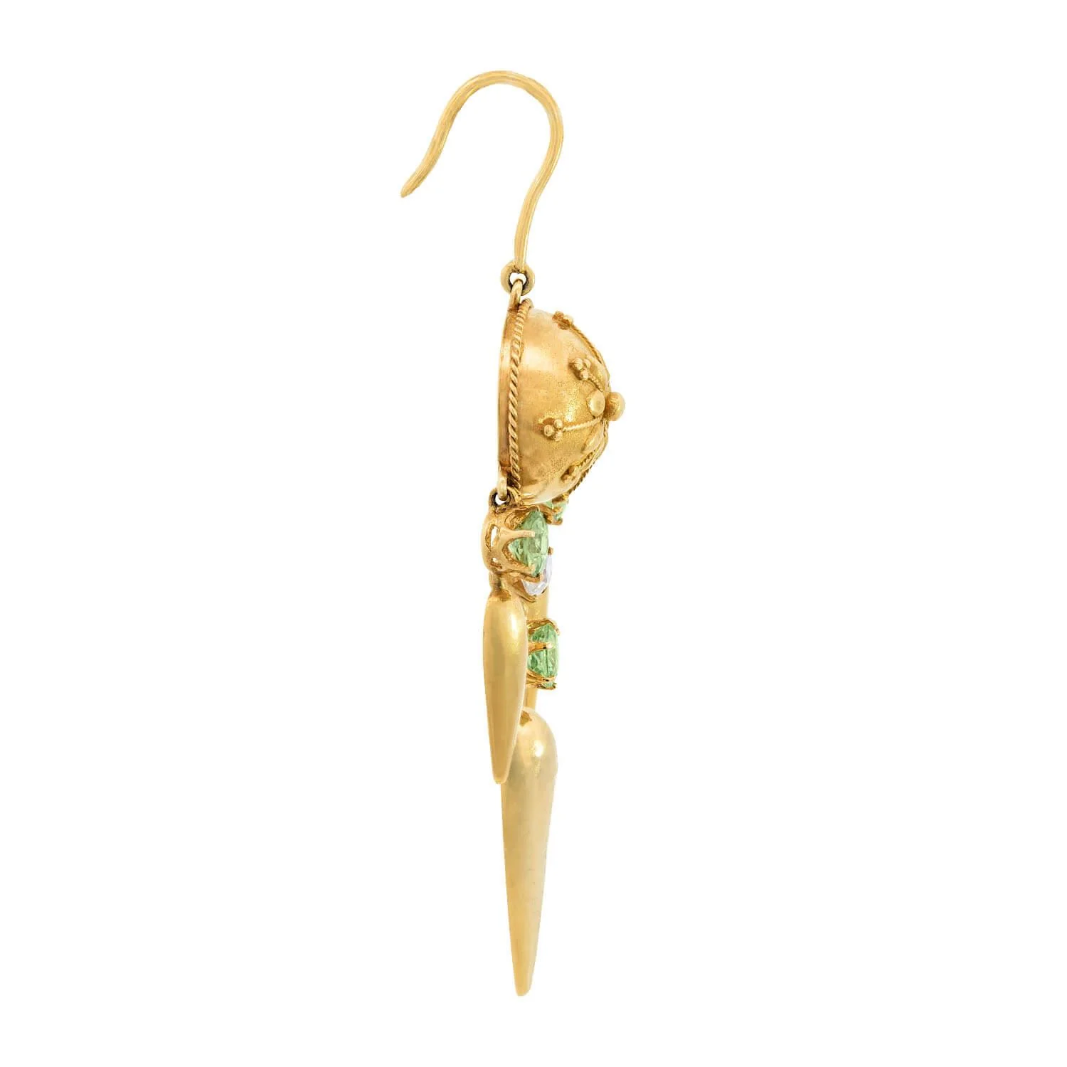 Victorian 18k Diamond and Demantoid Dangle Earrings - Image 2