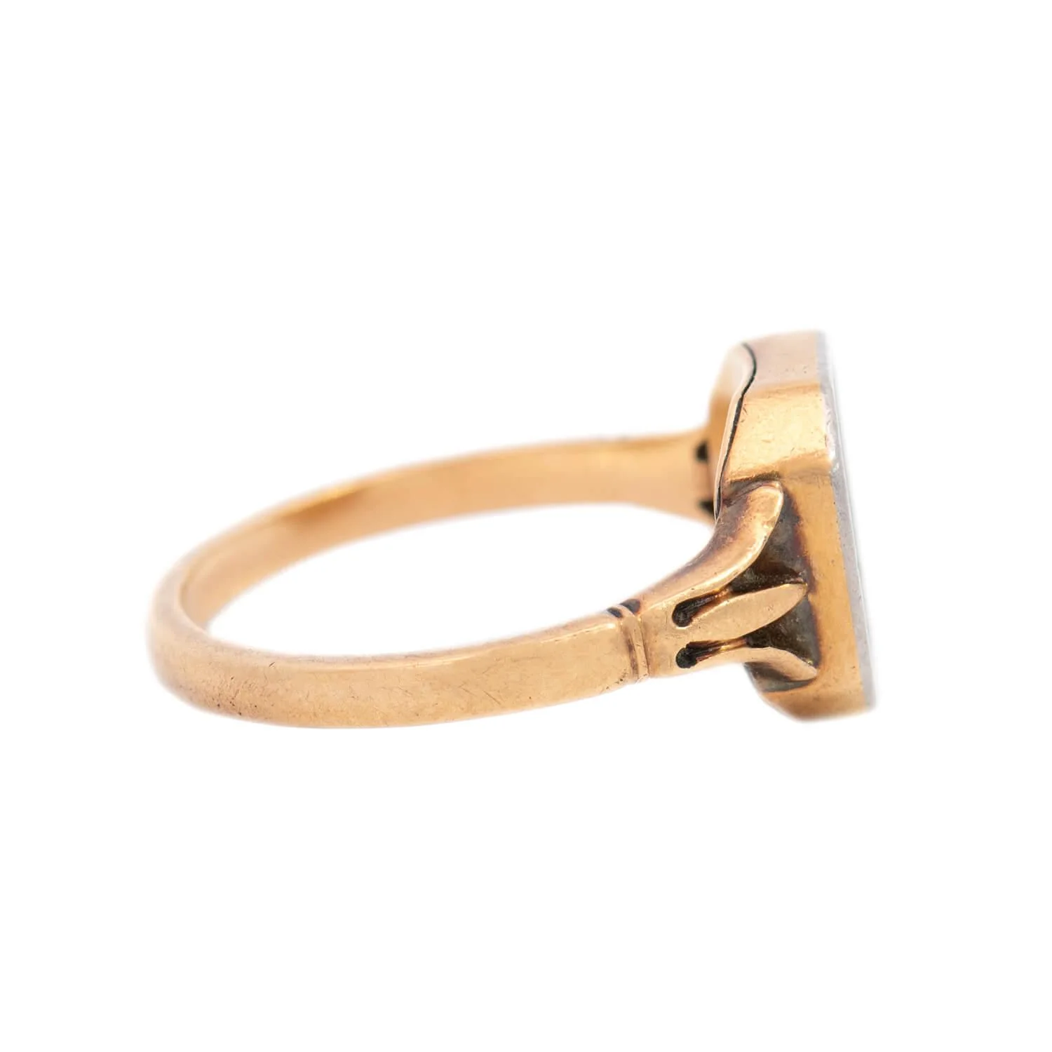 Victorian 18k Diamond and Enamel "R" Ring - Image 3