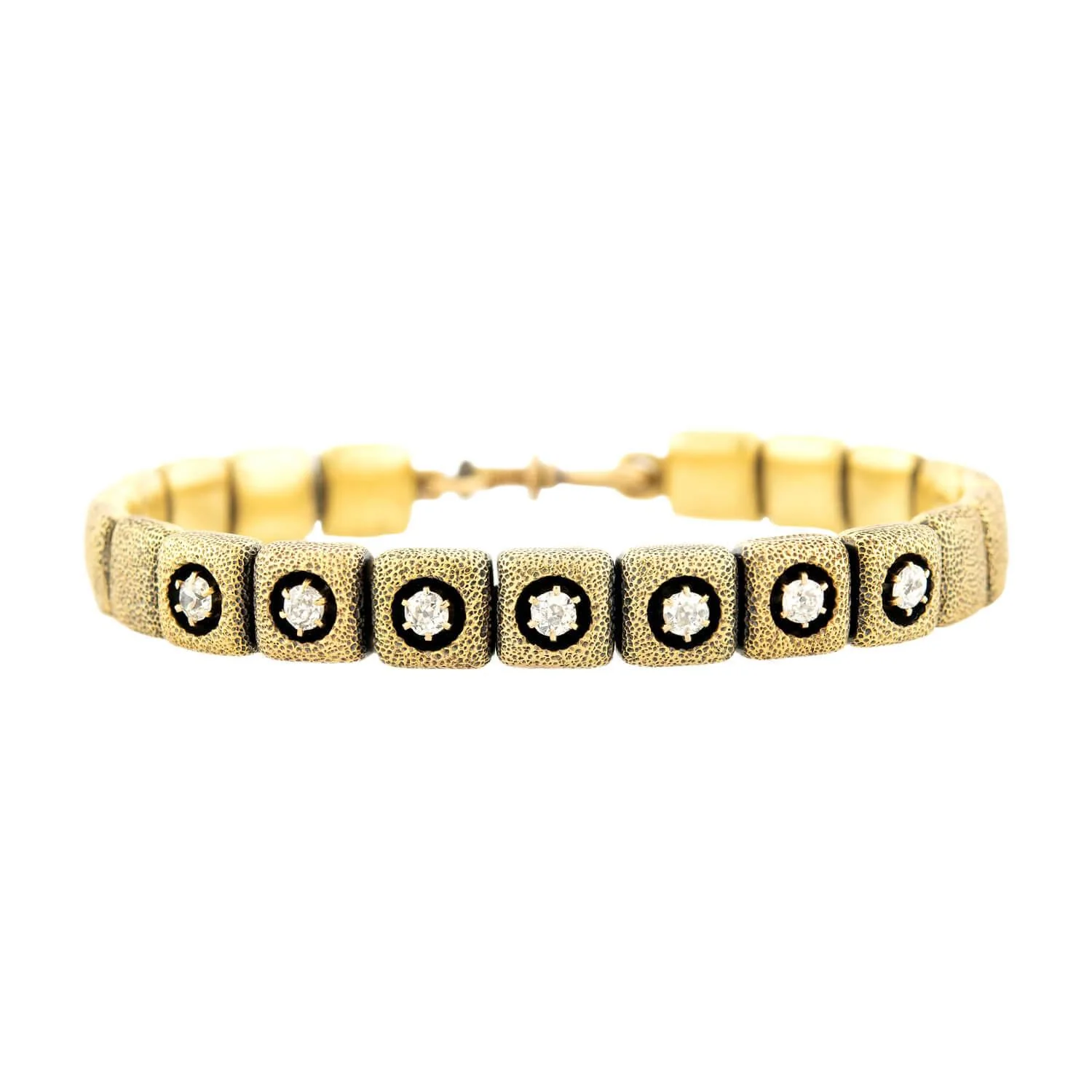 Victorian 15K Diamond Button Stretch Bracelet (On Hold)