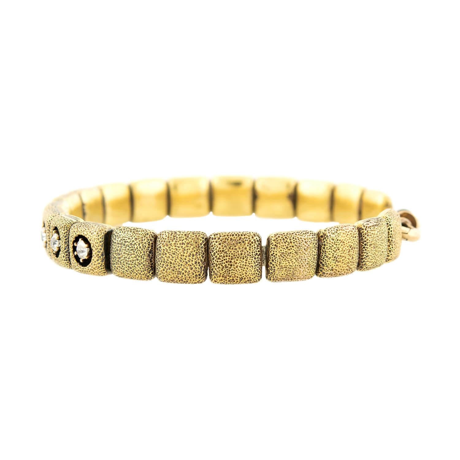 Victorian 15K Diamond Button Stretch Bracelet (On Hold) - Image 3