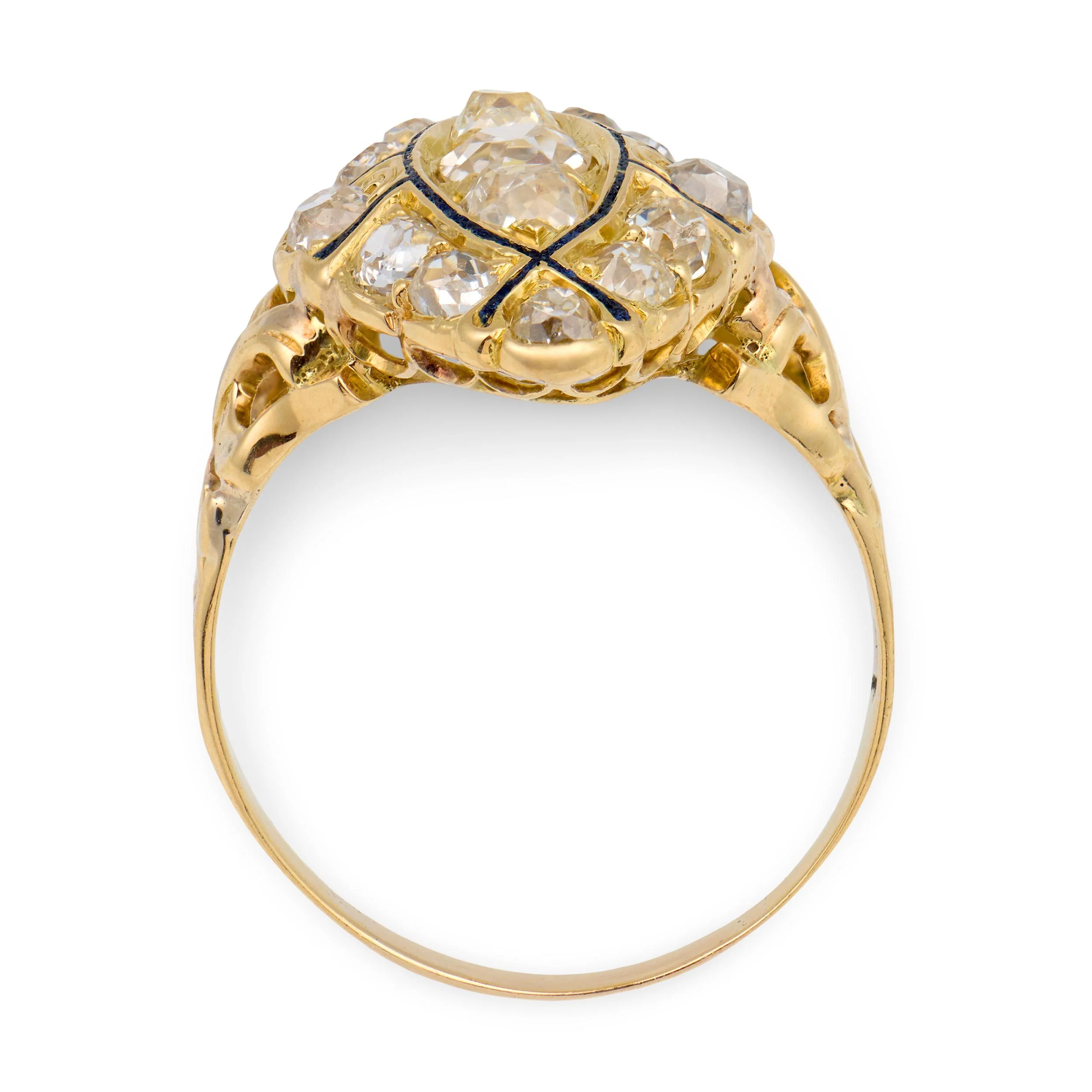 Victorian 18k Diamond & Enamel Navette Ring - Image 4
