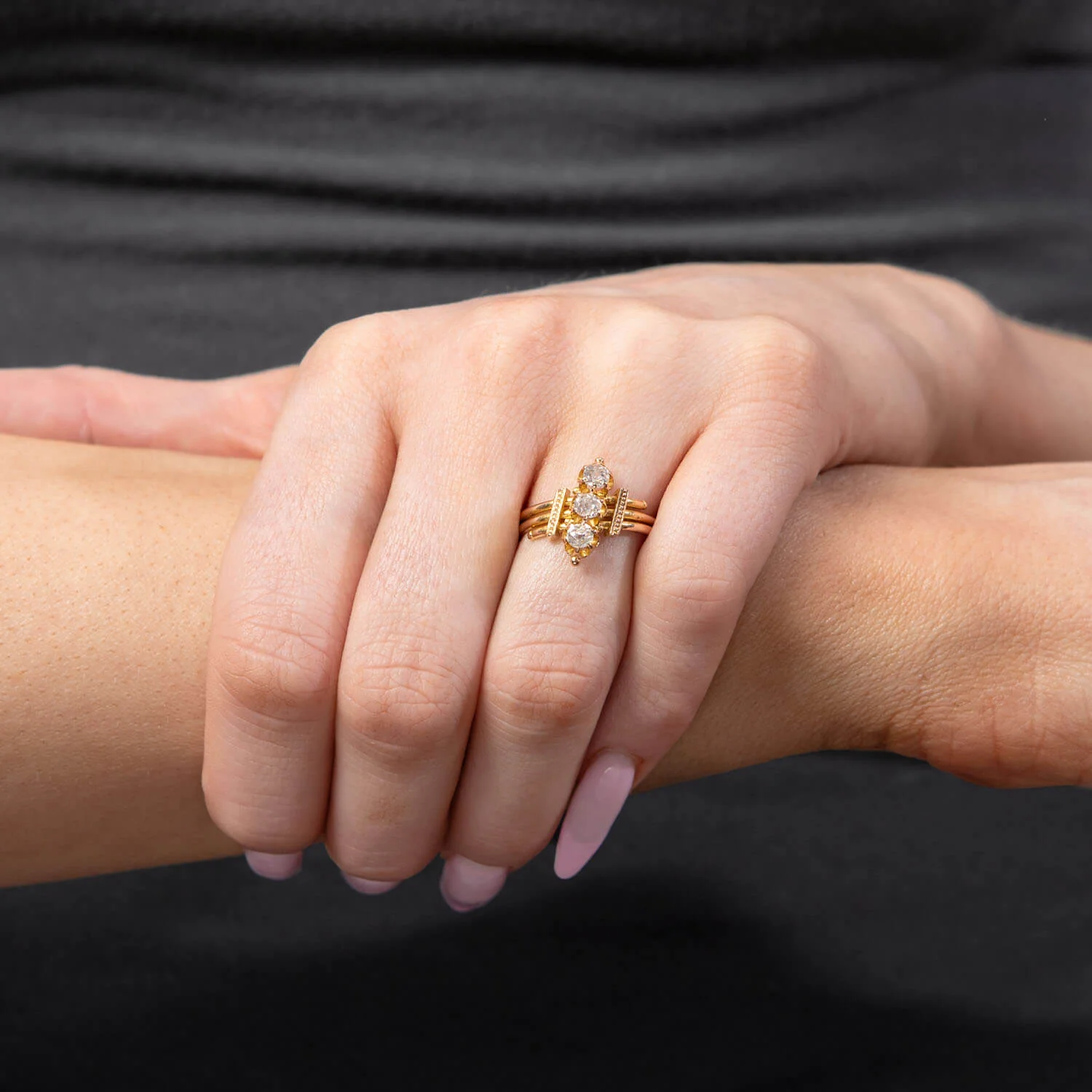 Victorian 18k Diamond Navette Ring - Image 6