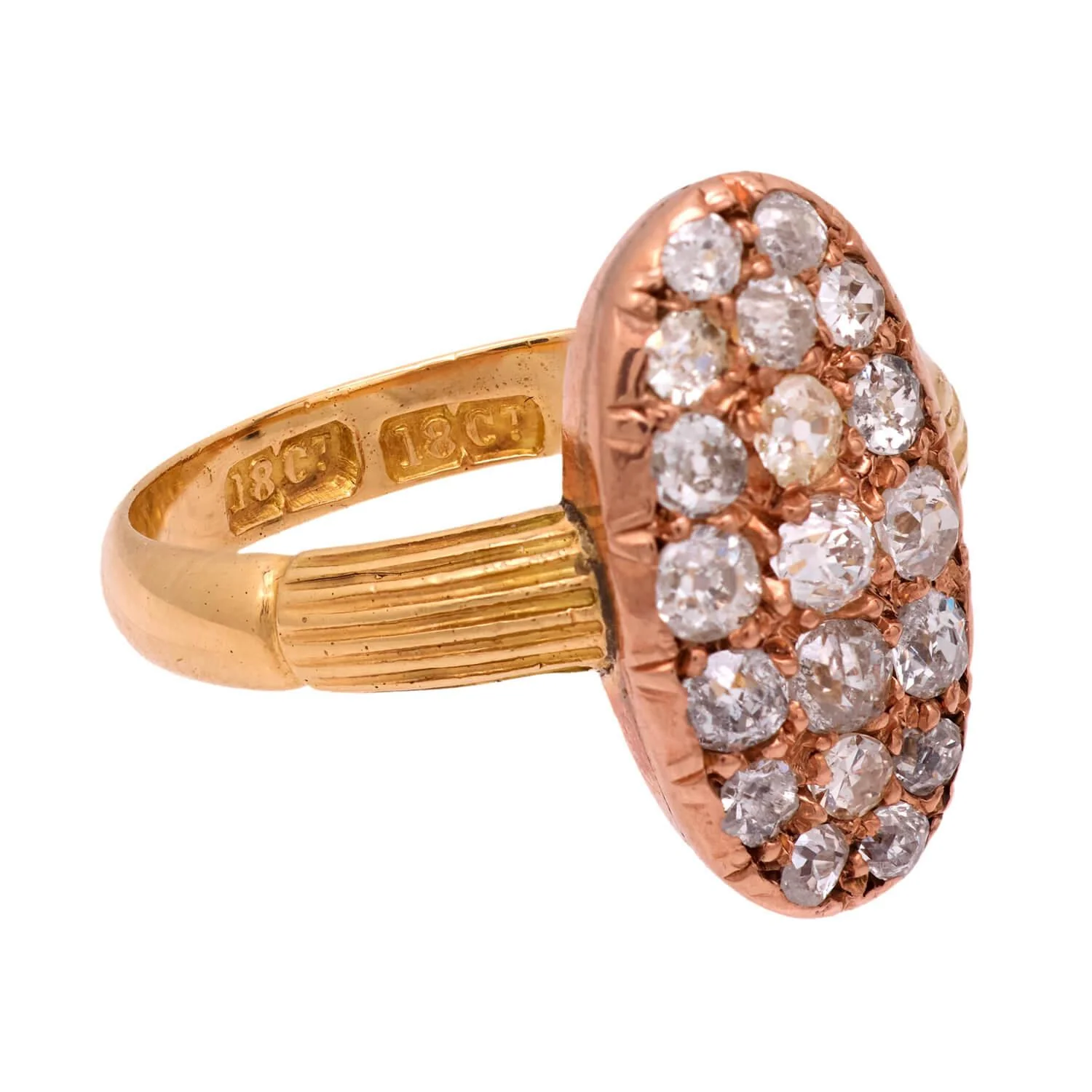 Victorian 18k Diamond Navette Ring - Image 2