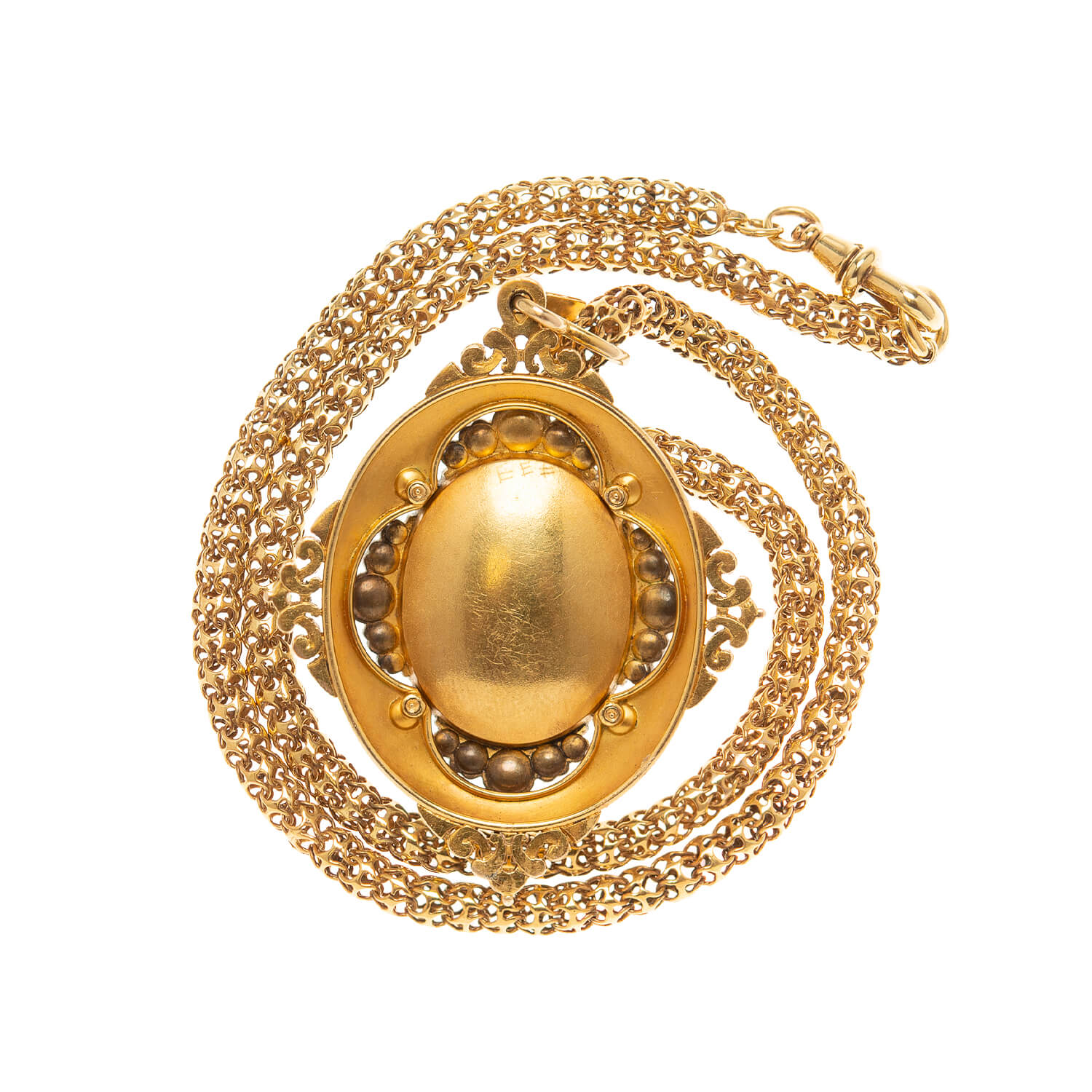 Victorian 18k Enameled Banded Agate Pendant with Chrysoberyl & Pearls - Image 4