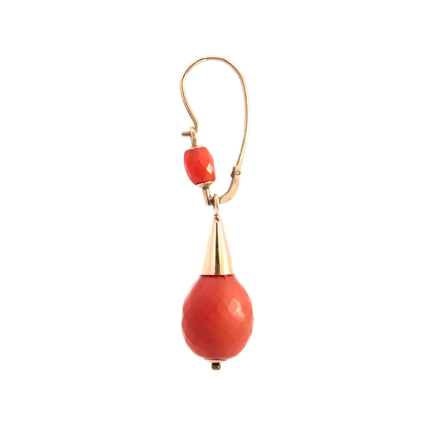 Victorian 18k Faceted Coral Dangle Earrings - Image 2