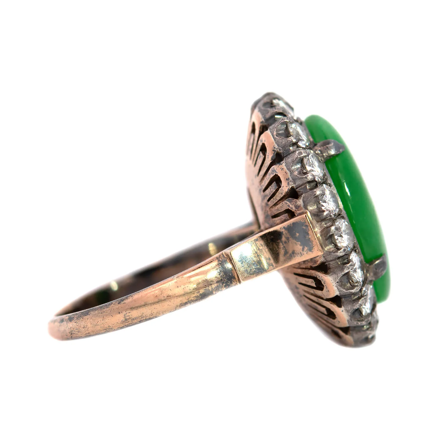 Victorian 18k Jade + Diamond Cocktail Ring - Image 2