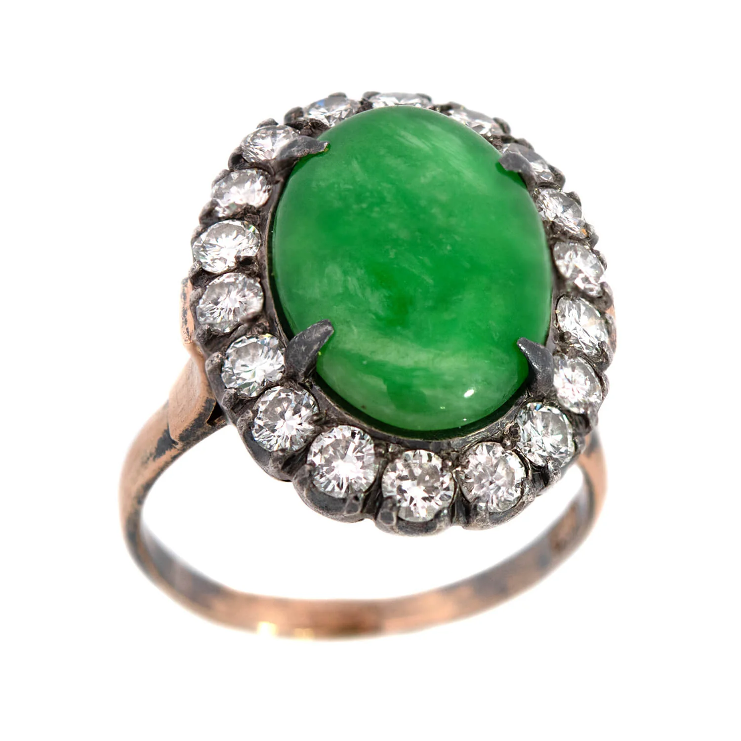 Victorian 18k Jade + Diamond Cocktail Ring - Image 4