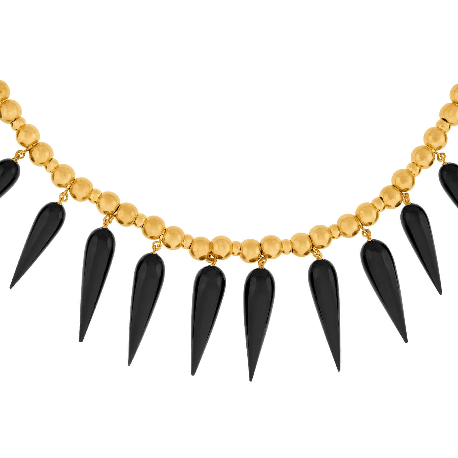 Victorian 18k Onyx Gold Ball Festoon Necklace - Image 2