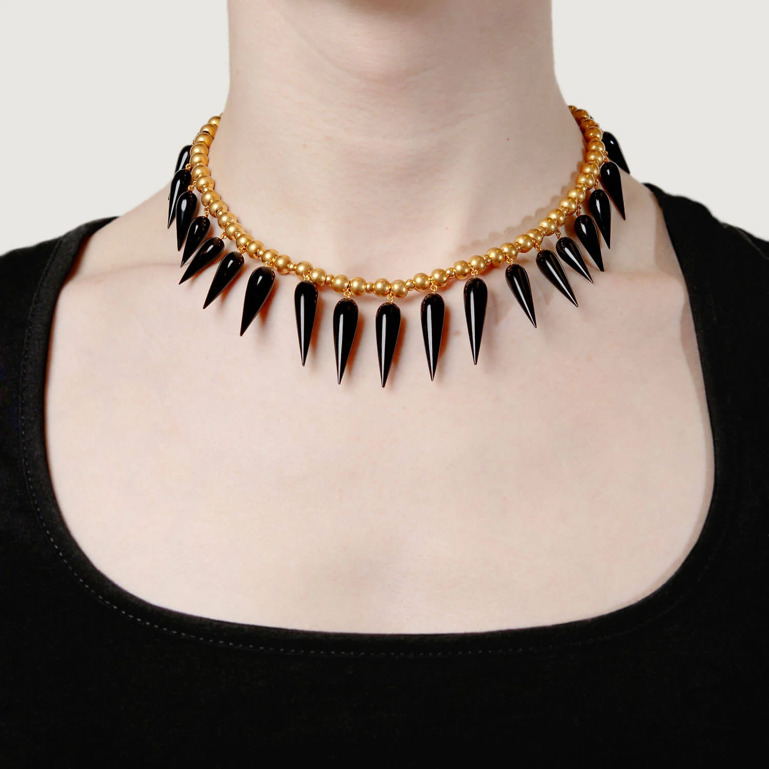 Victorian 18k Onyx Gold Ball Festoon Necklace - Image 7