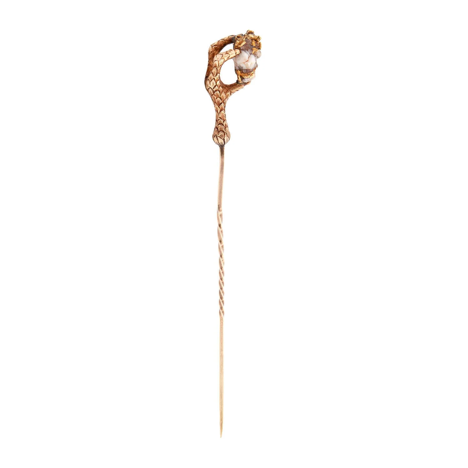 Victorian 18k Quartz Birds Claw Stick Pin - Image 2