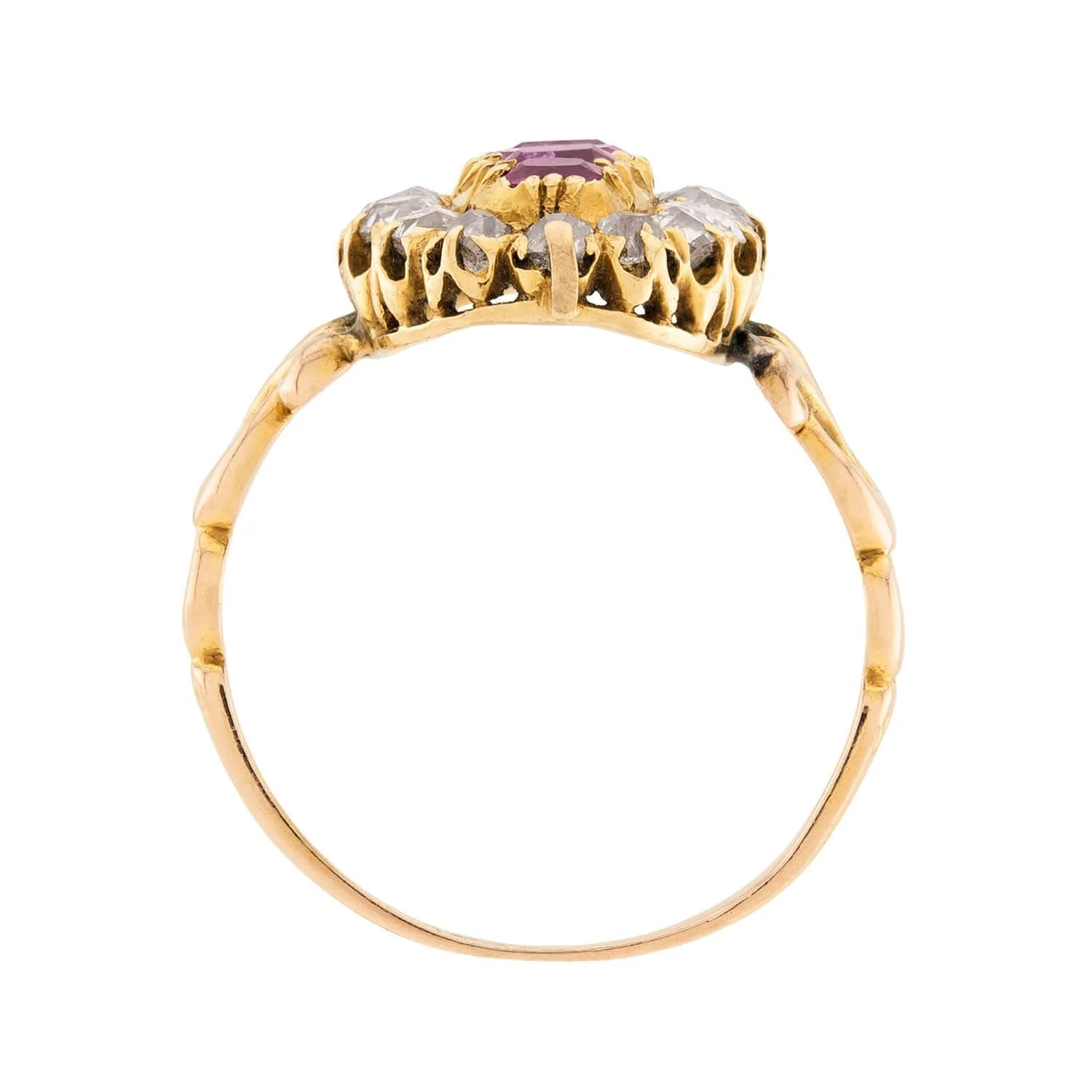 Victorian 18k Ruby and Diamond Navette Ring - Image 4