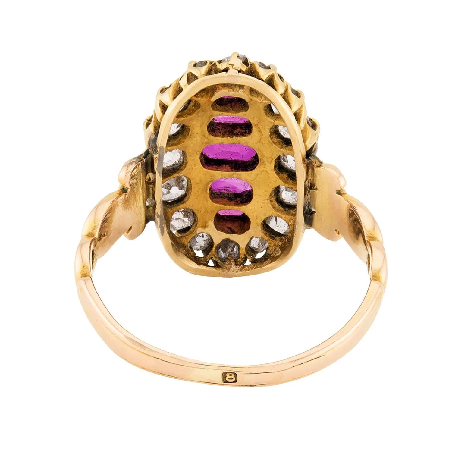 Victorian 18k Ruby and Diamond Navette Ring - Image 5