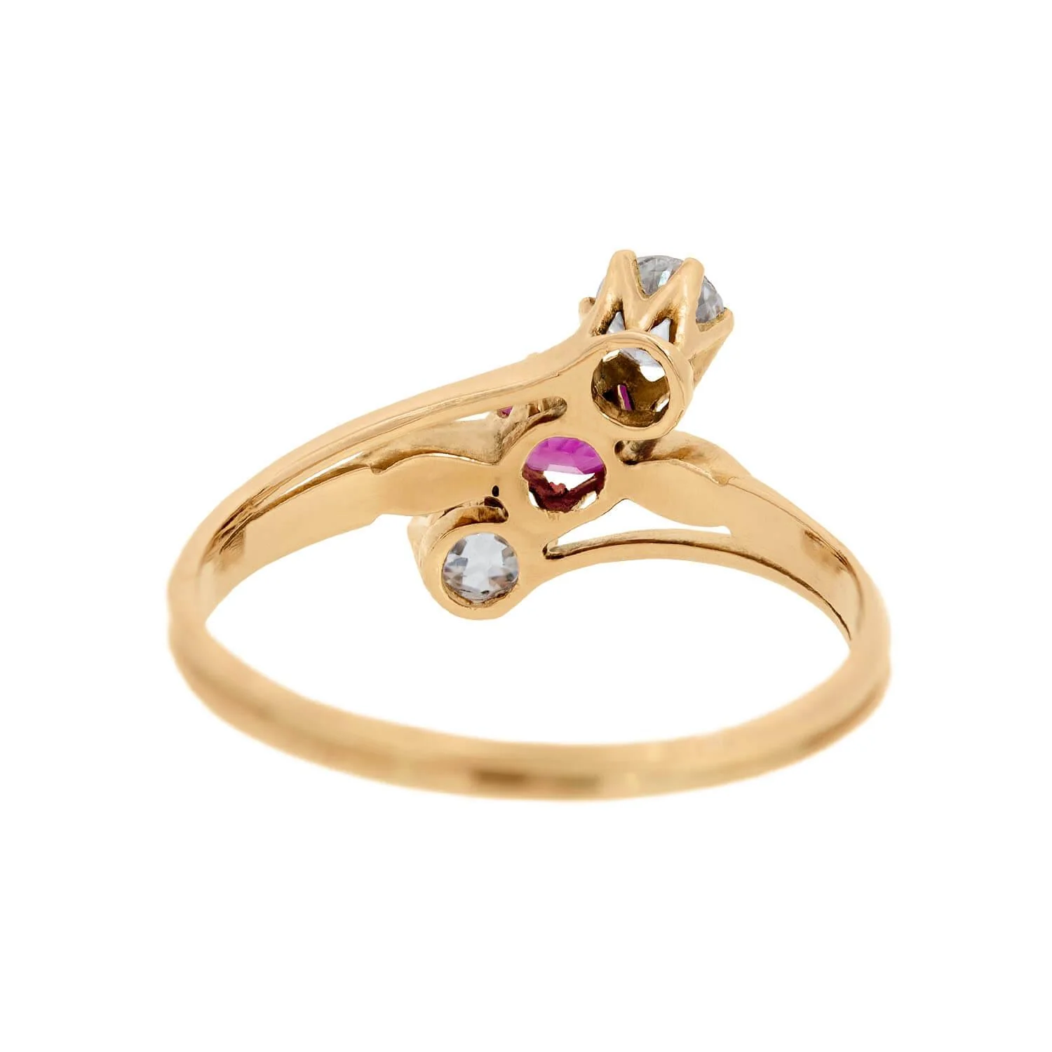 Victorian 18k Ruby and Diamond Three Stone Ring - Image 5