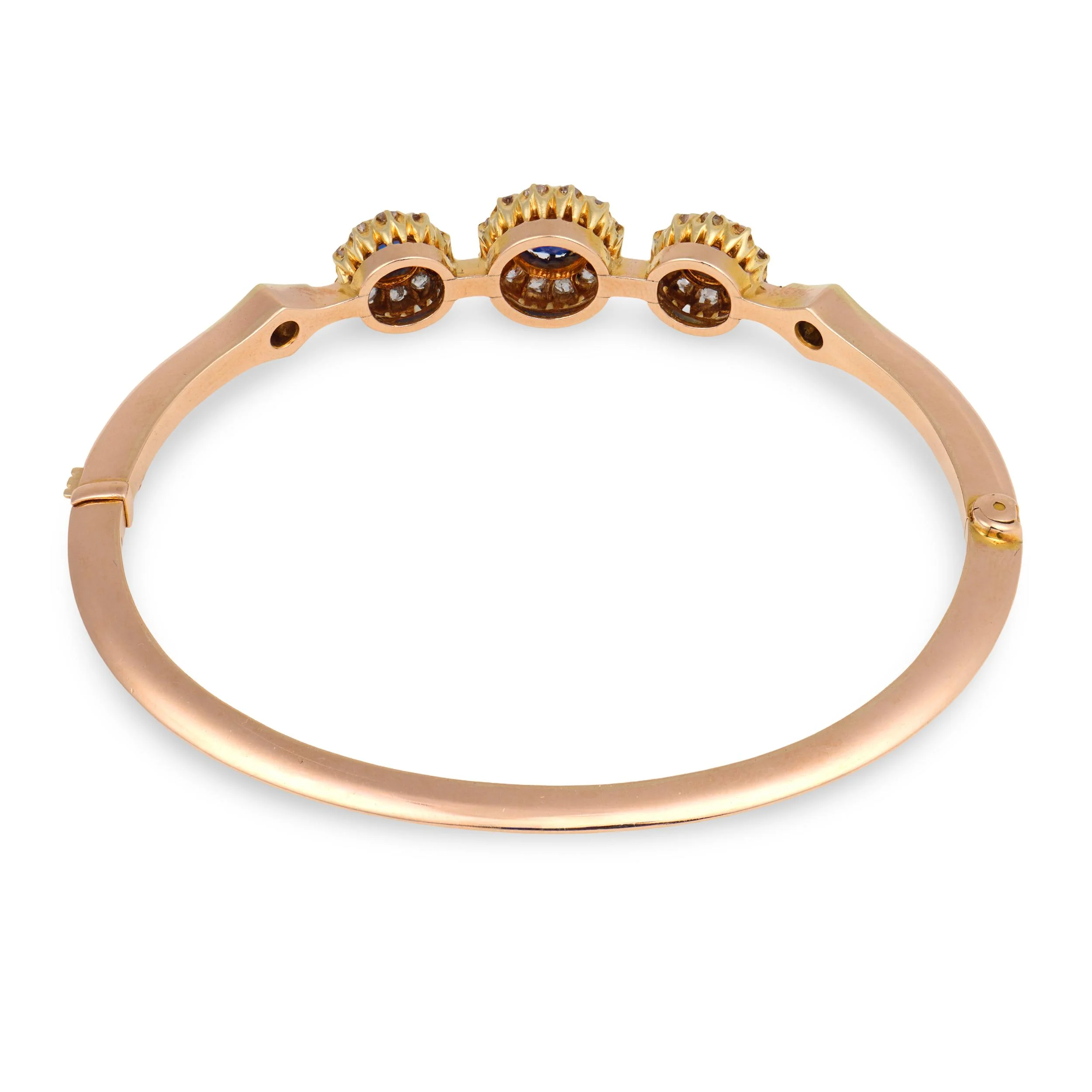Victorian 18k Sapphire & Diamond Halo Bangle - Image 4