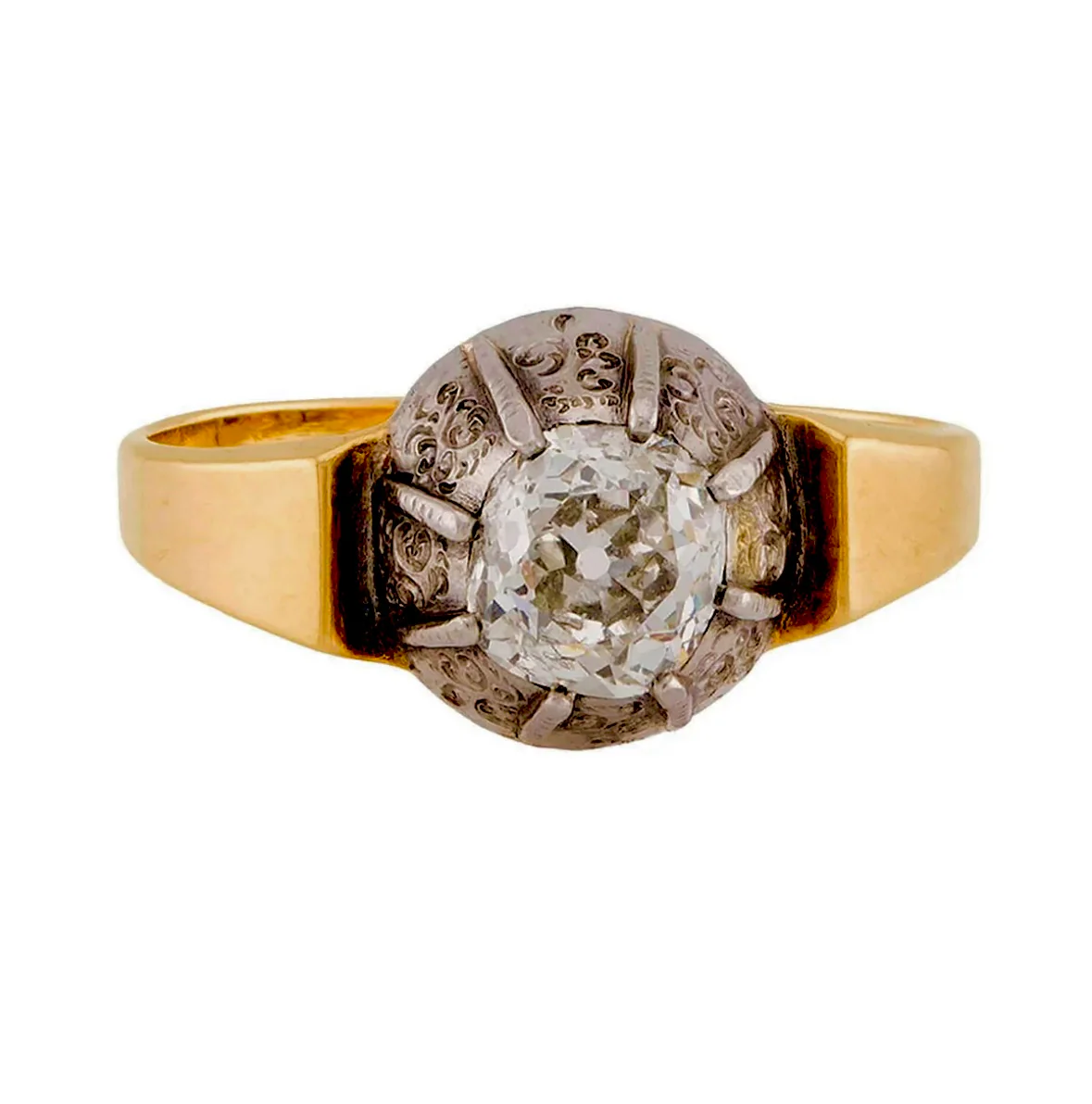 Victorian 18k/Sterling Silver Diamond Engagement Ring .85ct - Image 2