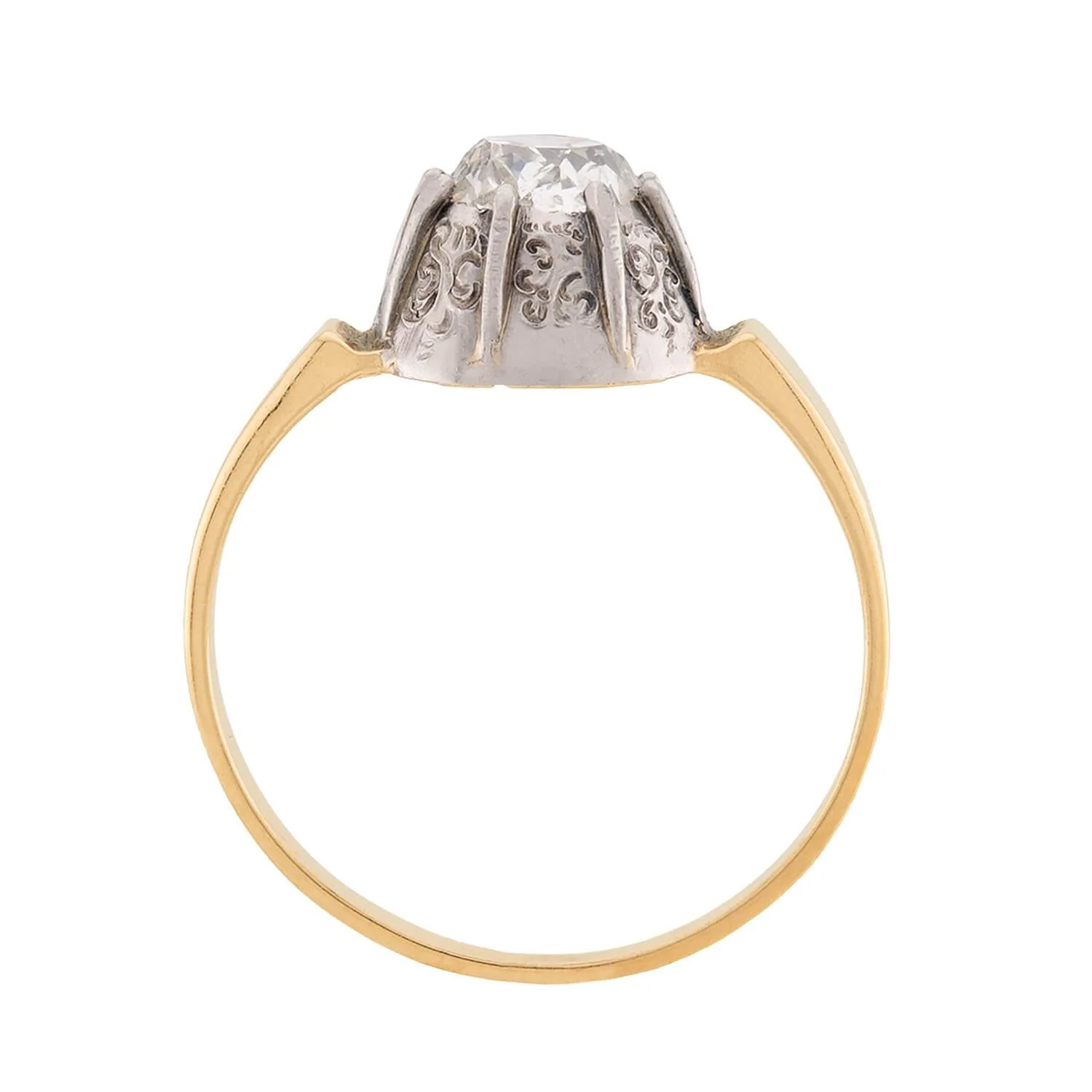Victorian 18k/Sterling Silver Diamond Engagement Ring .85ct - Image 4