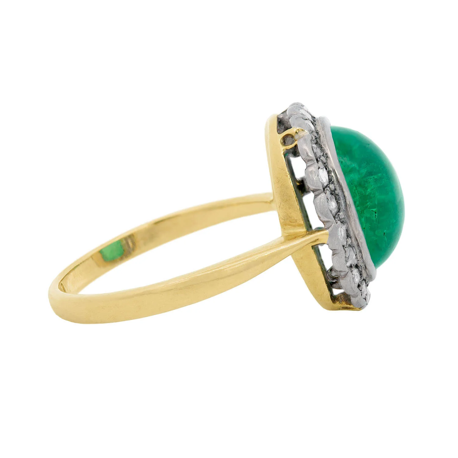 Victorian 18k/Sterling Silver GIA Colombian Emerald Engagement Ring - Image 3