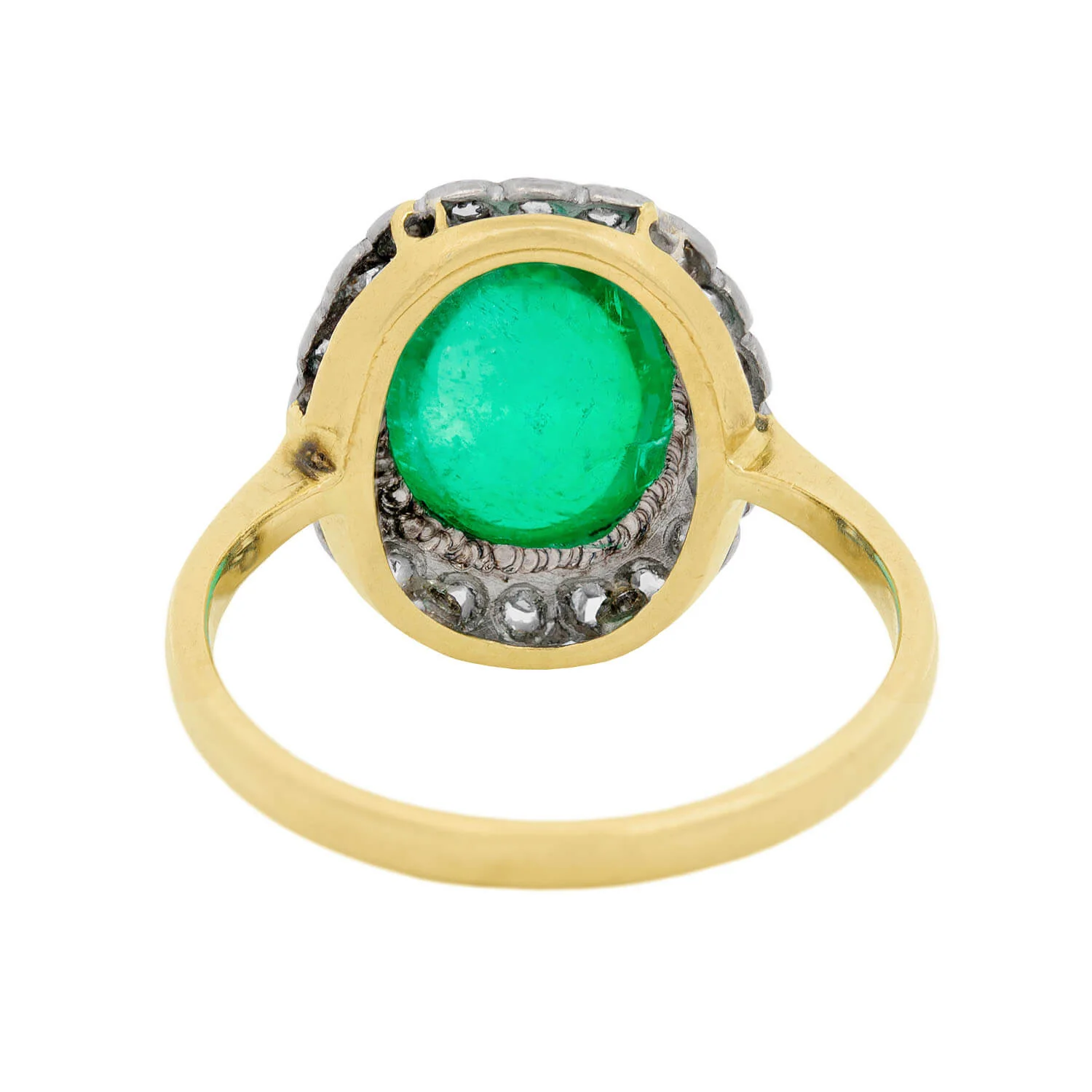 Victorian 18k/Sterling Silver GIA Colombian Emerald Engagement Ring - Image 5