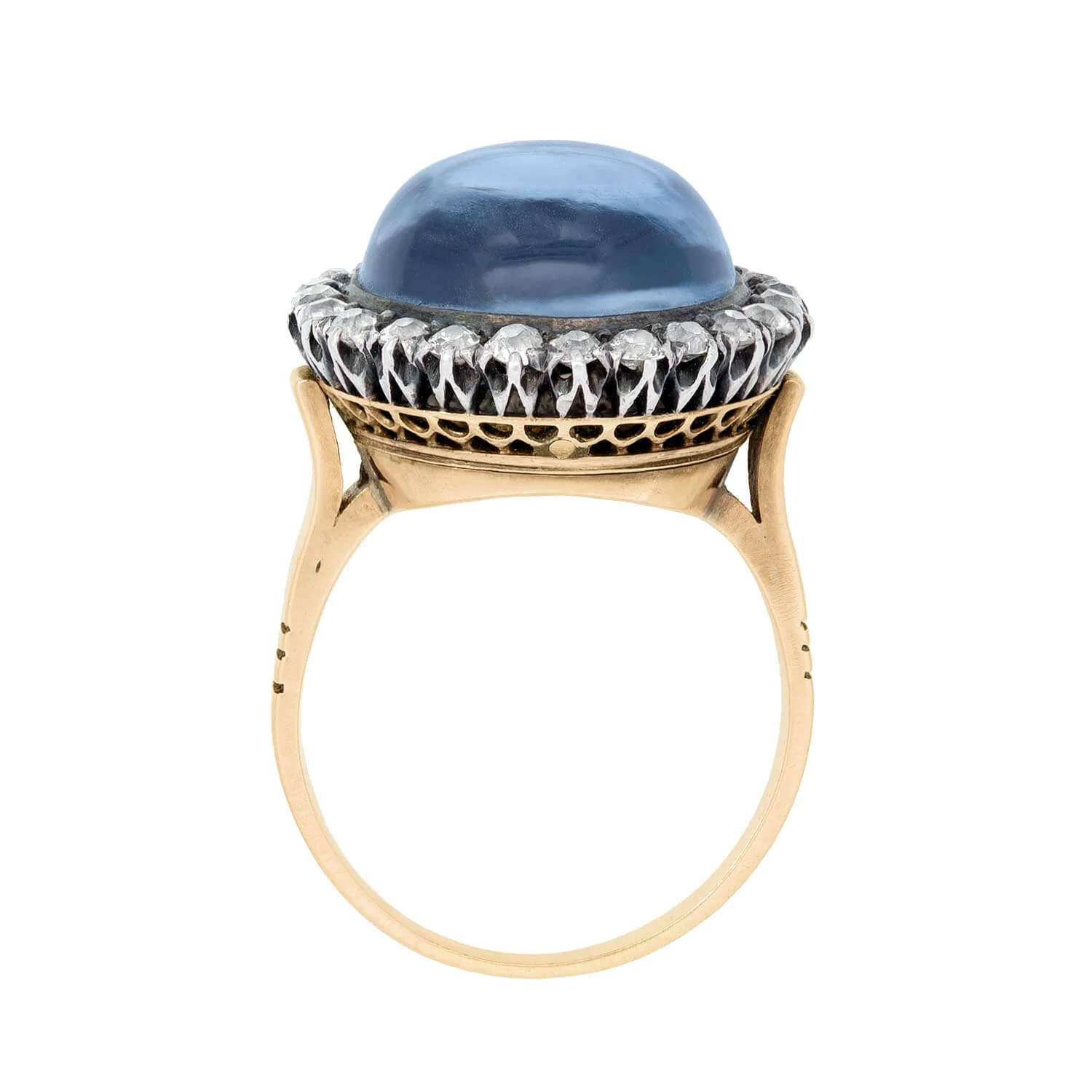 Victorian 18k/Sterling Silver No Heat Ceylon Sapphire and Diamond Ring - Image 4